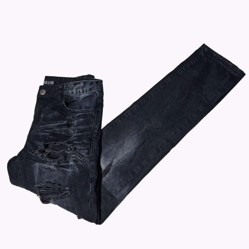 Embellish Jeans Mens Size 32 Straight Leg Mid Rise Dark Wash Distressed Denim Pa